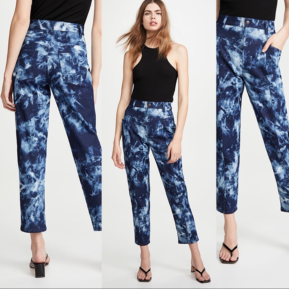 Rebecca Minkoff High Rise Tie Dye Jeans Straight Leg Cropped Size 8